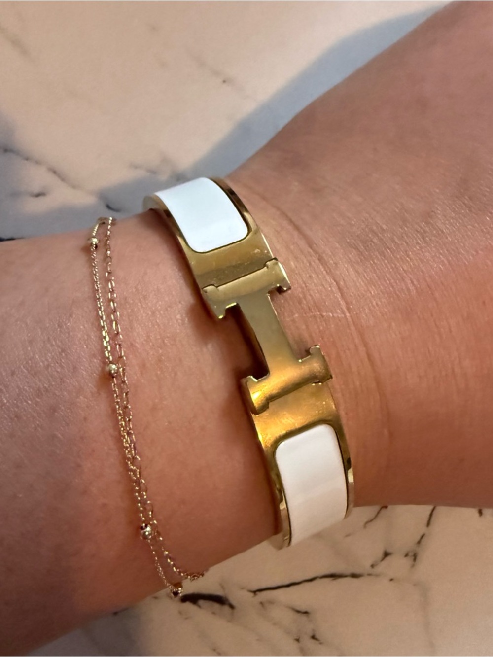 Clic H Gold and White Bracelet